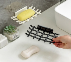 Light luxury cream Fengyunduo grid square wall-mounted soap box, multi-functional draining soap box, bathroom soap box pic 3