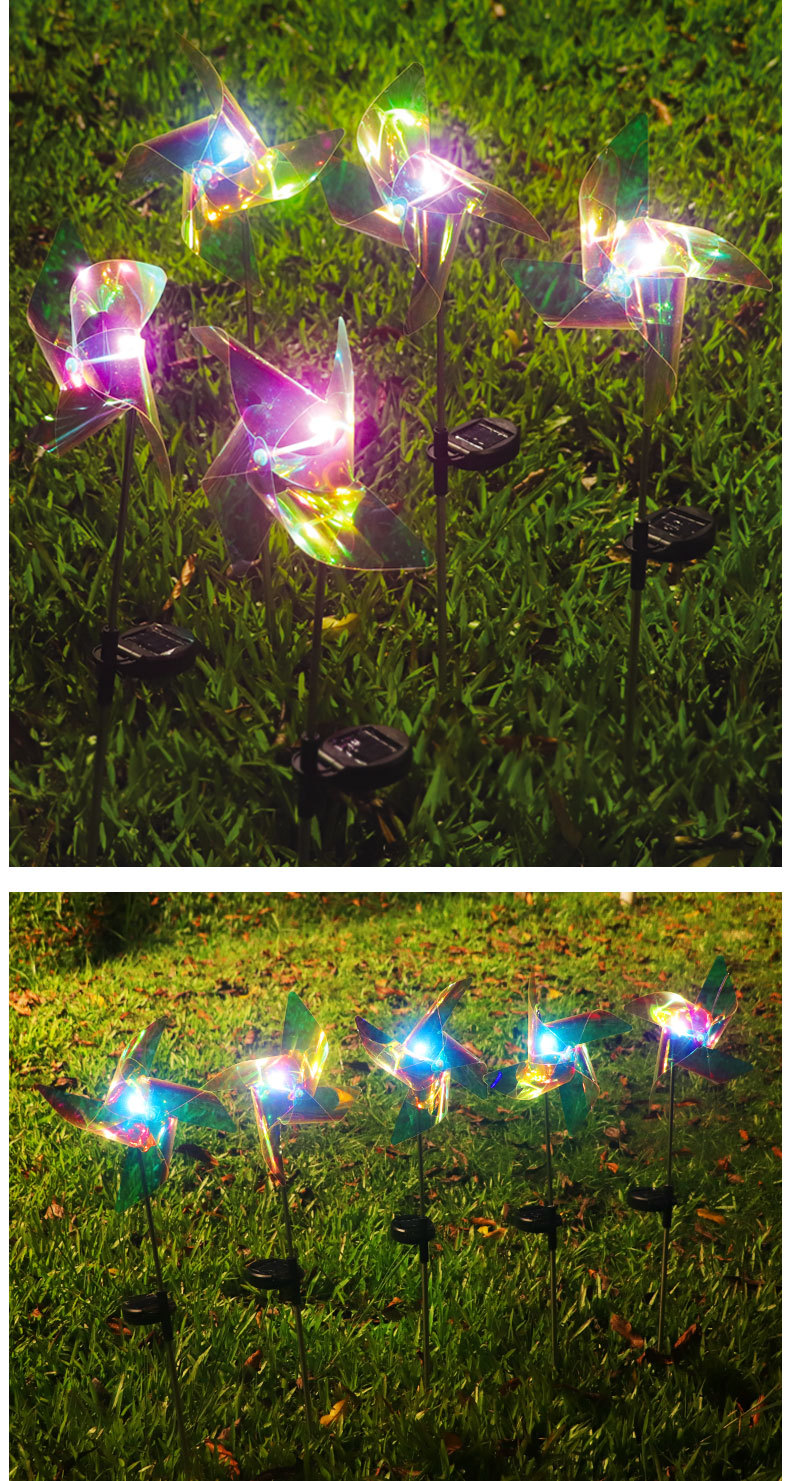 跨境新款风吹转动太阳能风车插地灯 led户外花园装饰草坪灯景观灯详情12