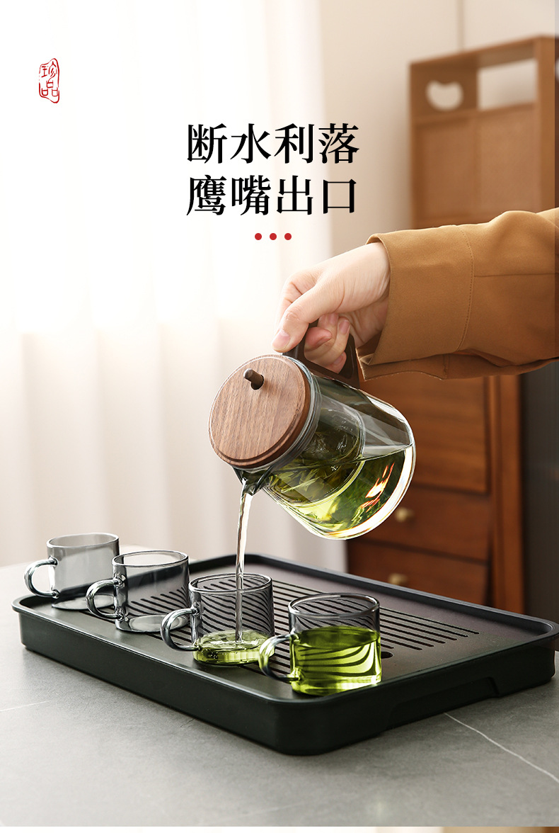 胡桃木飘逸杯家用泡茶分离壶耐热玻璃泡茶壶冲茶器茶水分离壶茶具详情14