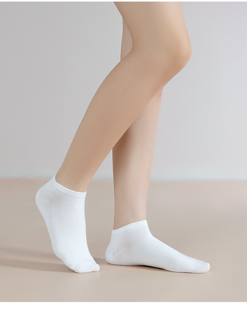 纯棉透气吸汗防臭抑菌休闲运动女袜无骨缝合款白色短袜子棉袜女薄详情24