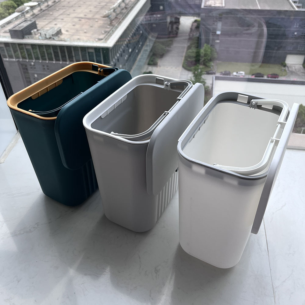 Kitchen trash can, wall-mounted household cabinet door, wall-mounted kitchen waste bin, suspended bathroom toilet pic 7