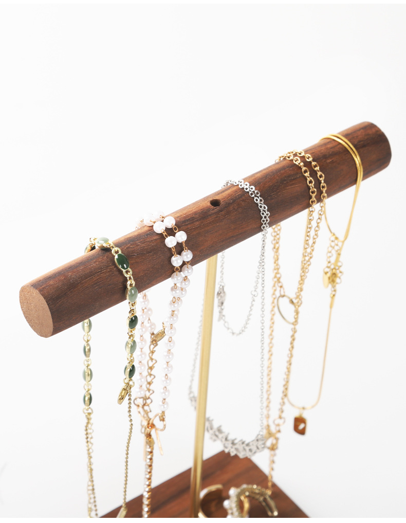 首饰展示架胡桃木色实木制高端古风一体款橱窗陈列饰品首饰架详情9