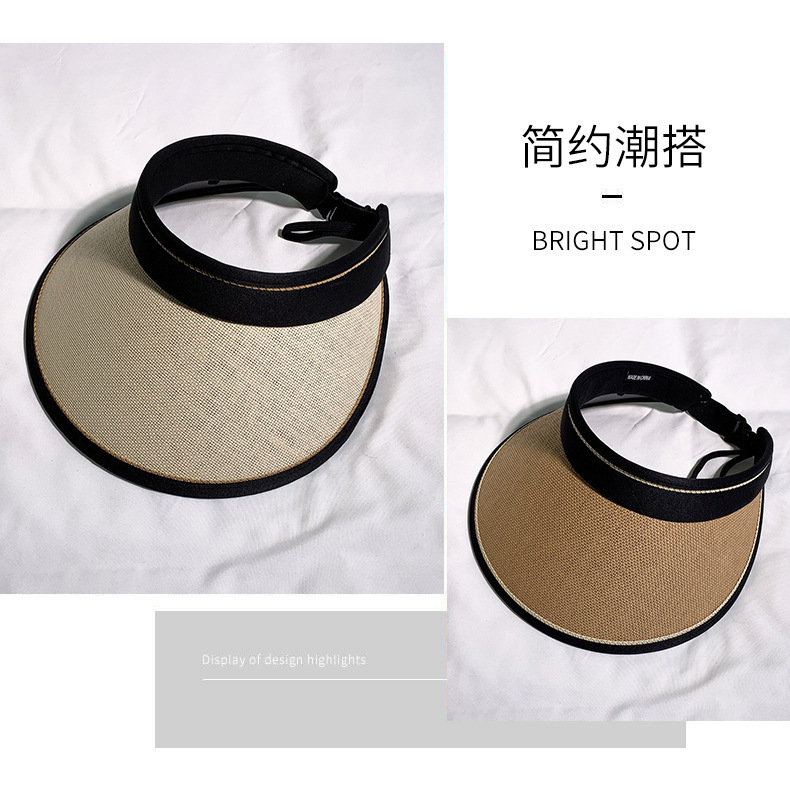 空顶帽uv可折叠拉菲草遮阳帽草帽防晒女款防晒帽夏季女士帽子批发详情3