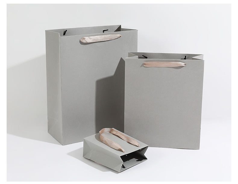 鼠灰色特种纸礼品袋商务活动包装纸袋纯色加印logo珠宝首饰包装袋详情9