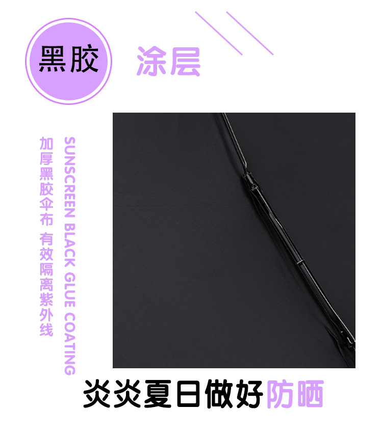 蜡笔小新黑胶太阳伞折叠雨伞晴雨两用防晒防紫外线三折自动伞详情13