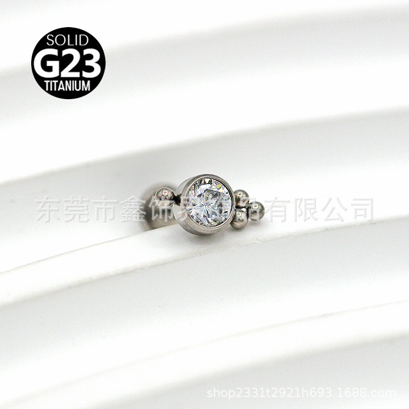 跨境F136钛合金CNC精雕唇钉烧焊珠子穿刺饰品锆石耳钉女镶钻耳钉详情13