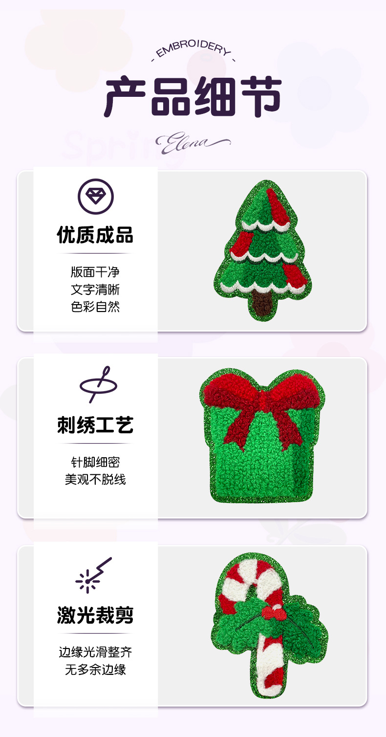 Christmas series Velcro clothing decoration Snowman Sock decoration patch Computer embroidery Mini self-adhesive pic 6