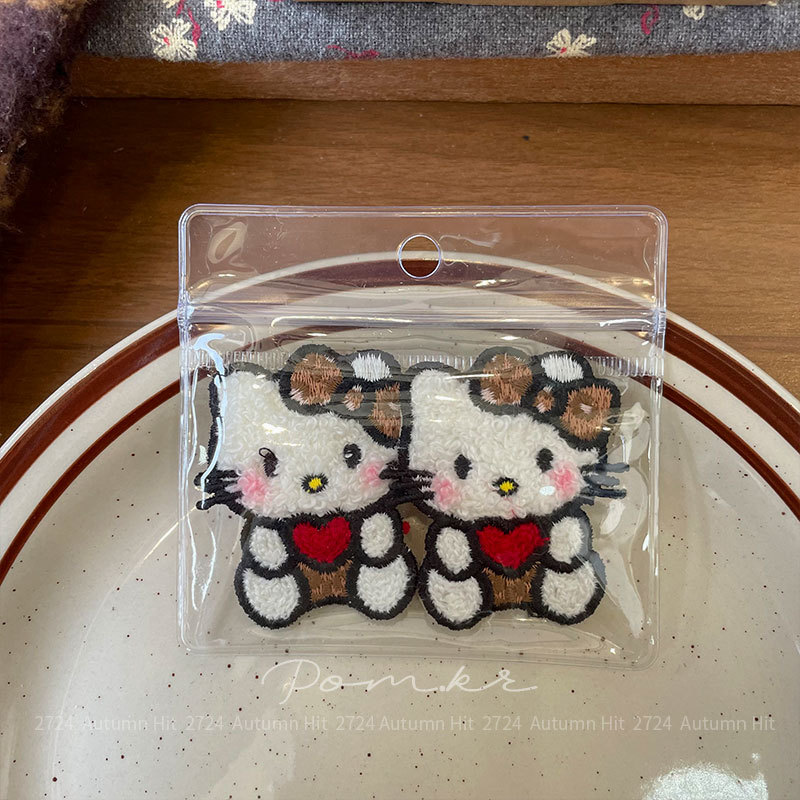 新款韩版甜美kt秋冬手工发饰儿童布艺侧边碎发刘海夹对装掰掰夹女Pom.kr 麦当劳装扮kt发夹可爱儿童发饰百搭布艺手工款详情5