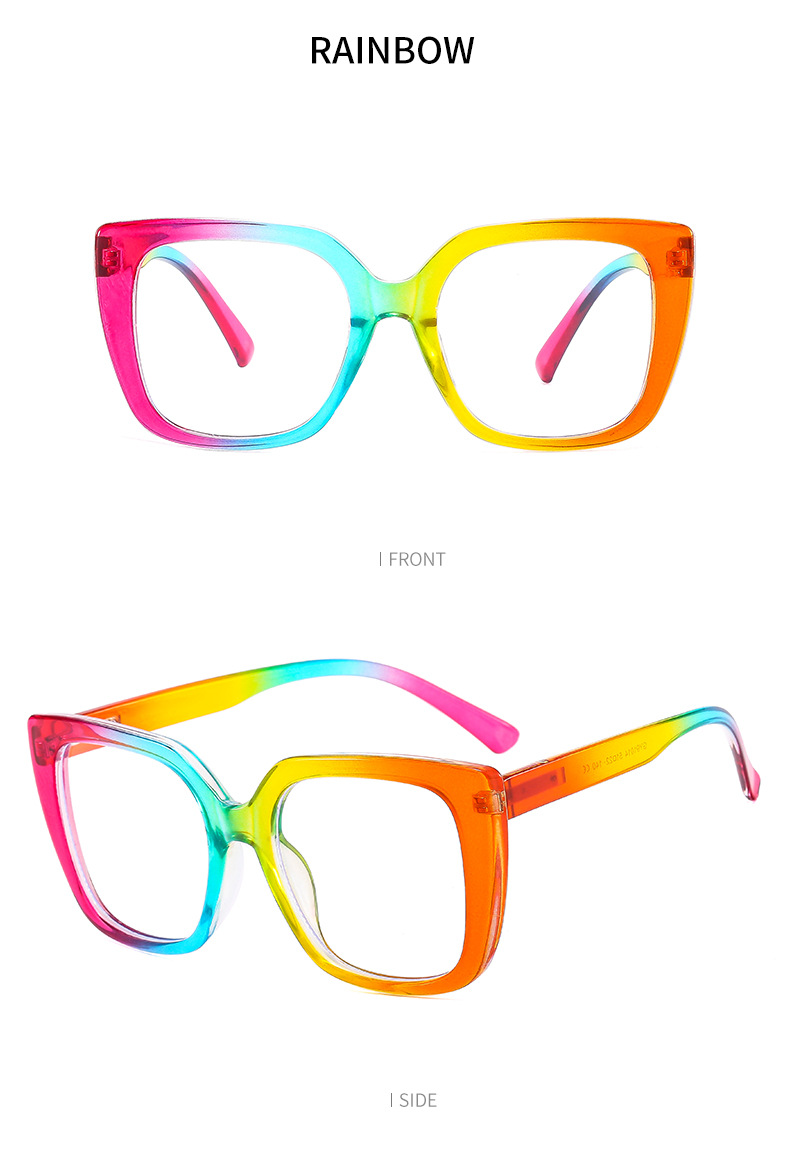 Cross-border best-selling optical glasses, European and American fashionable flat light glasses, anti-blue light rainbow large frame design, flower frame glasses frame wholesale discount, elegant and fashionable, protecting eyesight pic 18