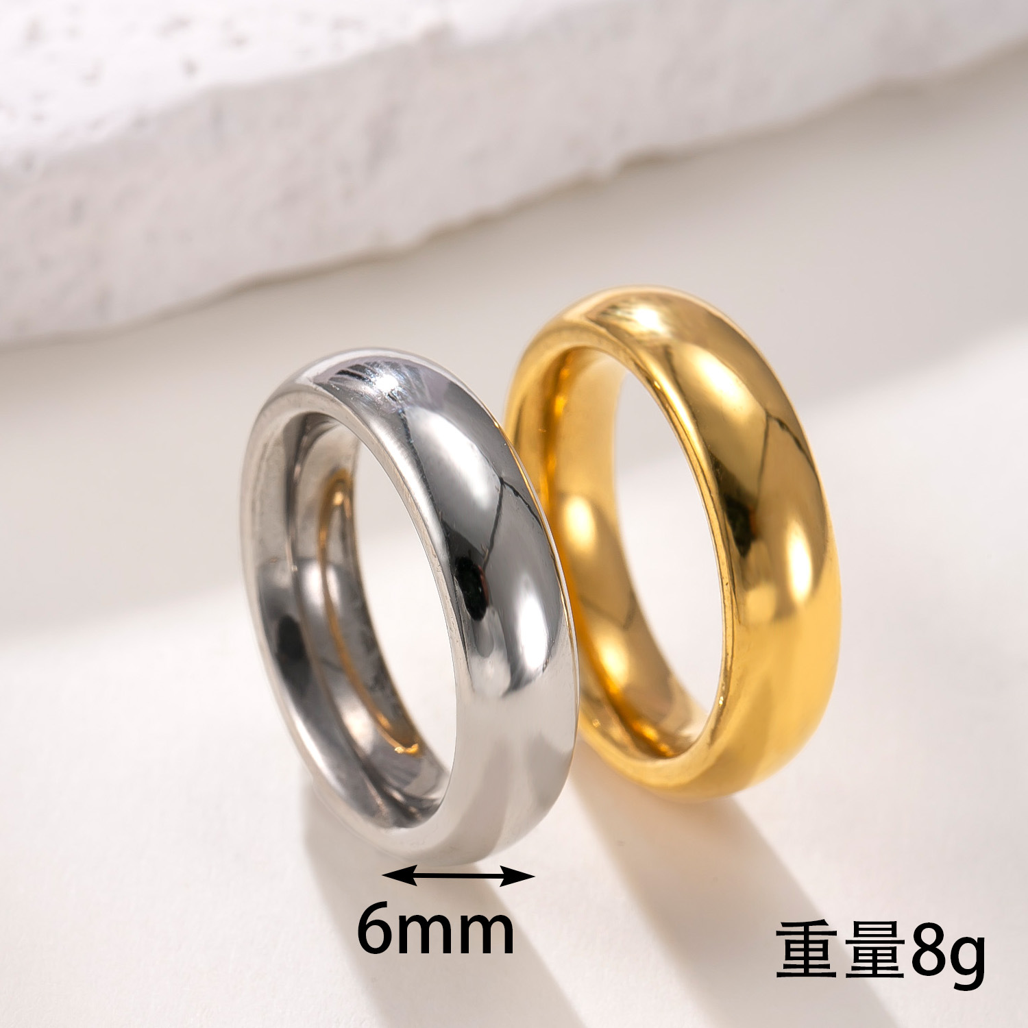 跨境爆款不锈钢戒指3/4/6/8mm内外球光面指环时尚简约钛钢饰品厂详情14