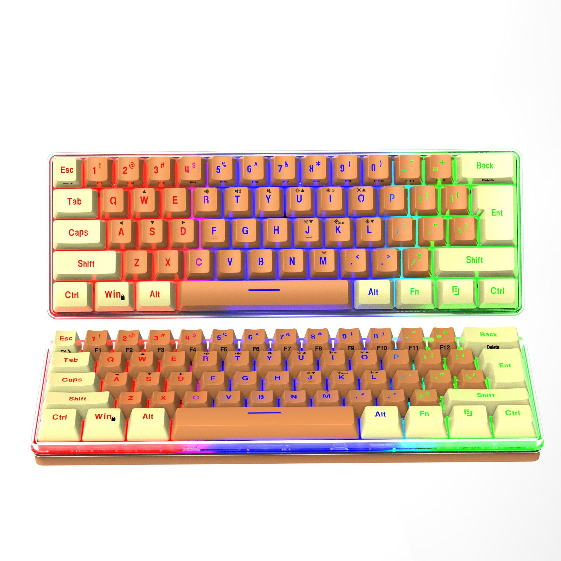 Wholesale and consignment of 61-key Yunguoguo k401 notebook desktop wired gaming small keyboard RGB illuminated keyboard pic 24