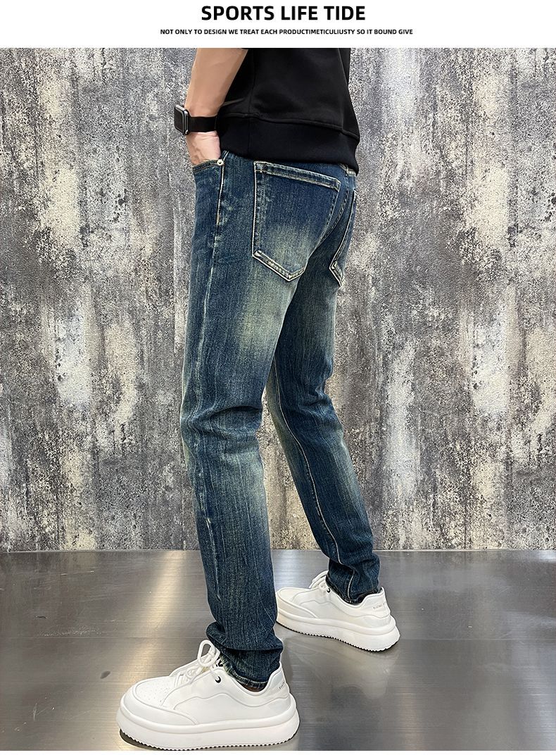 2025秋冬季新款高端轻奢欧货纯棉牛仔裤男士小直筒修身弹力休闲裤详情12