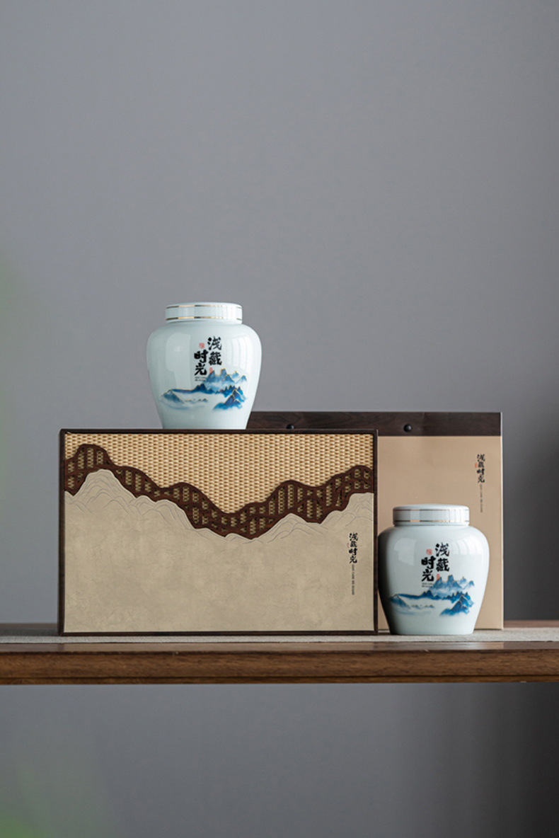 复古风潜藏时光陶瓷双罐茶叶包装盒礼盒红茶绿茶龙井大红袍金骏眉详情21