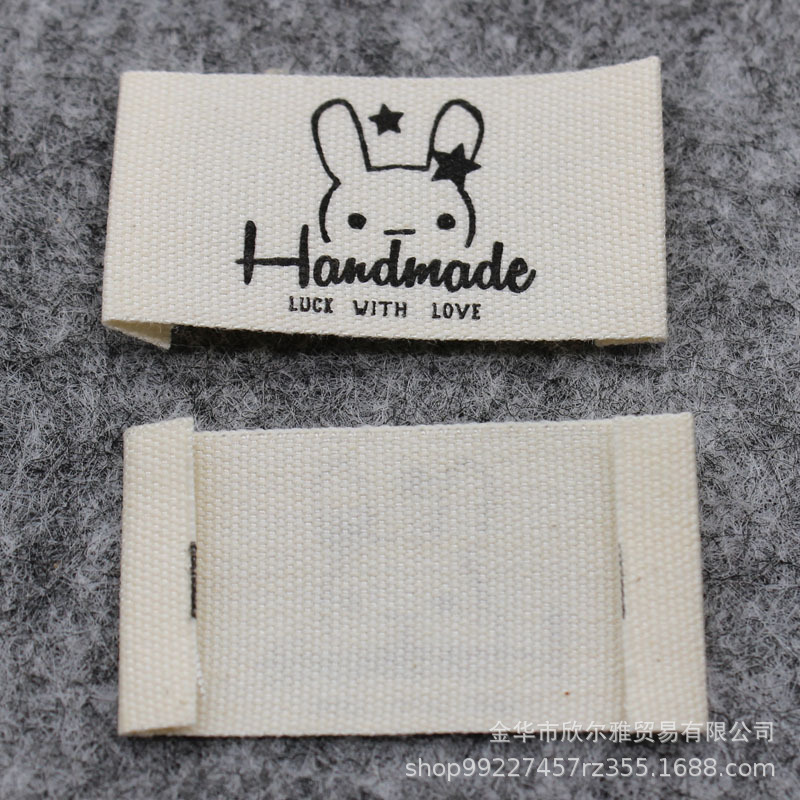 跨境handmade纯棉布标印标商标现货本白棉带手工品领标服装商标详情8