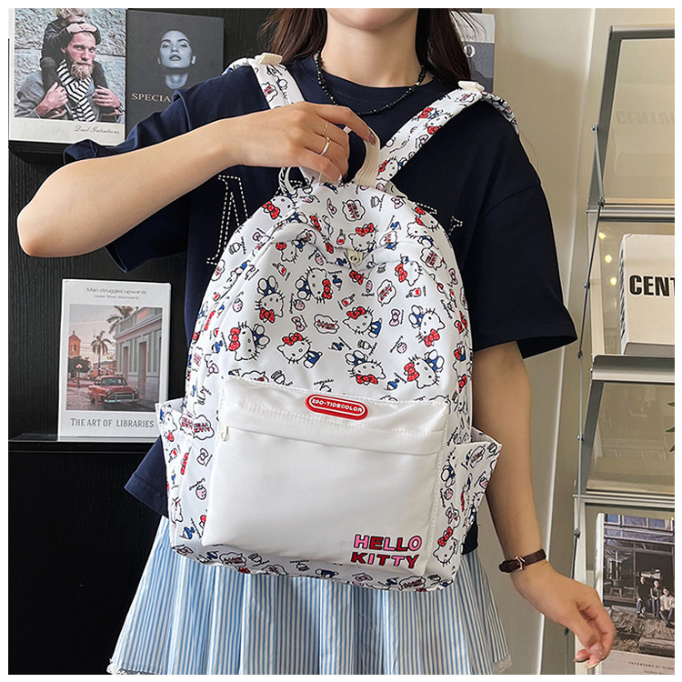 New cross-border cartoon printed schoolbag for junior high school girls, 2024 new high-appearance-level trendy casual backpack pic 16
