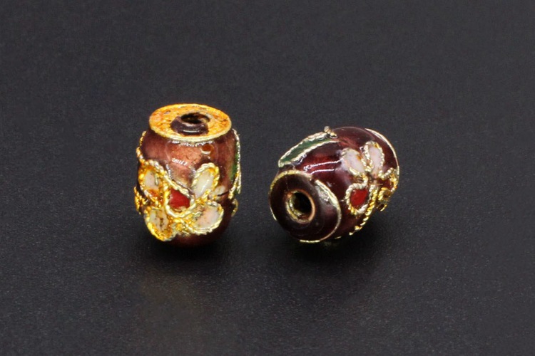 Traditional high-temperature cloisonne filigree silver-blue DIY jewelry accessories, cloisonne 9*7 small drum beads pic 4
