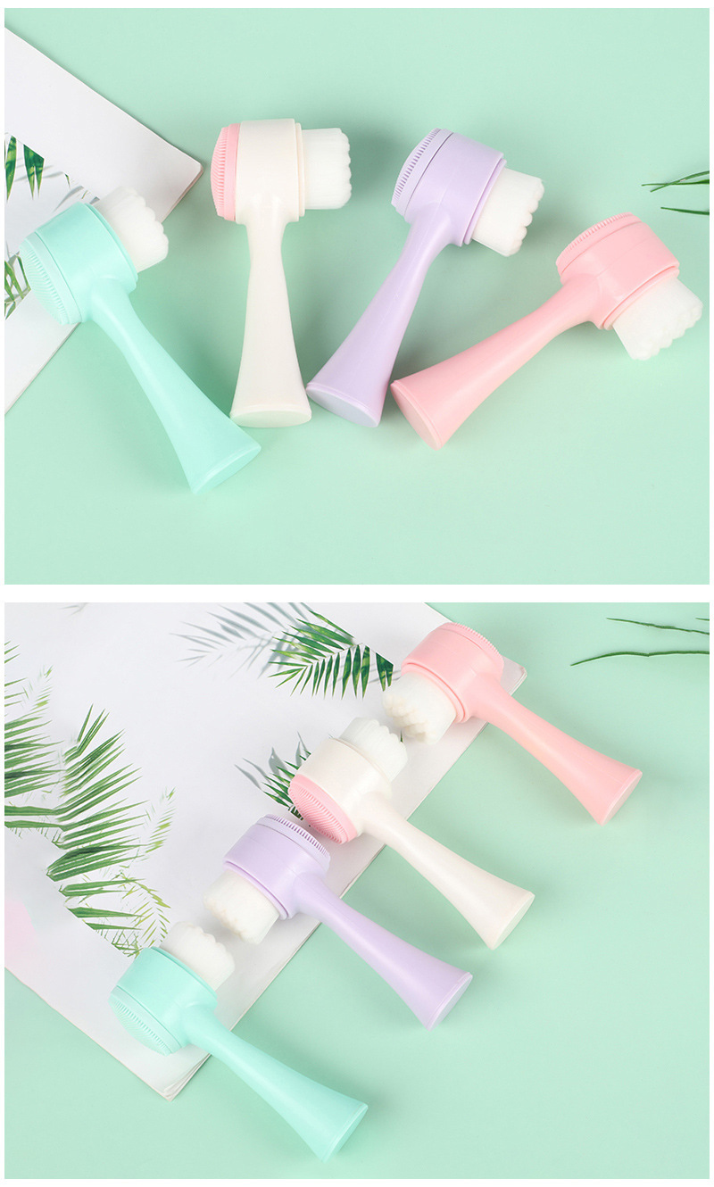 Soft bristle facial cleanser, double-sided brush, facial cleansing brush, manual facial pore deep cleaning wonder, blackhead remover pic 8