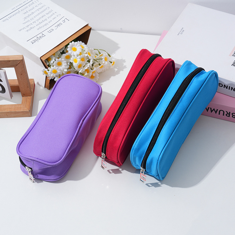 Factory direct sales of new simple and ins style solid color, small and convenient, large capacity, student storage stationery box and pen case pic 4