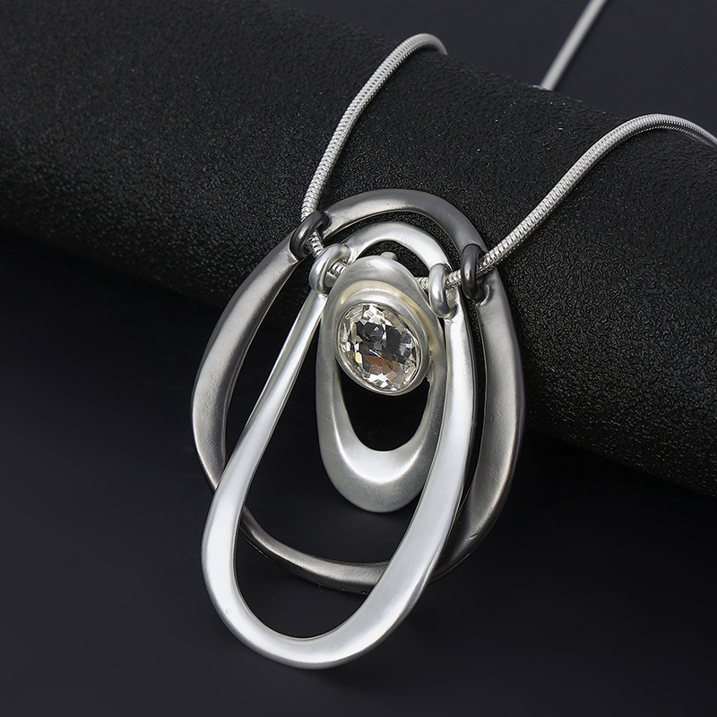 毛衣链跨境亚马逊爆款热销欧美时尚女式合金创意椭圆形项链长款详情16