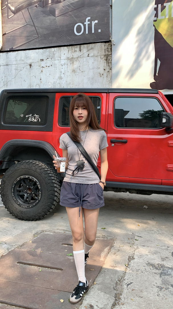 GAGD Tencel wool shoulder short-sleeved T-shirt for women, Millennium, sweet and cool, waist-tightening sport short-sleeved T-shirt top for spring pic 14