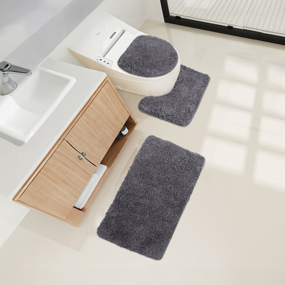 Cross-border bathroom products: toilet, bathtub, Nordic-style floor mat, bathroom anti-slip mat, three-piece set, silk and wool carpet pic 1