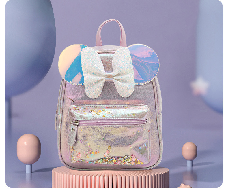 Large-tailed cat, butterfly, Mickey Mouse ears, fine glitter, double-shoulder backpack, fashionable, casual and cute schoolbag, princess small bag pic 14