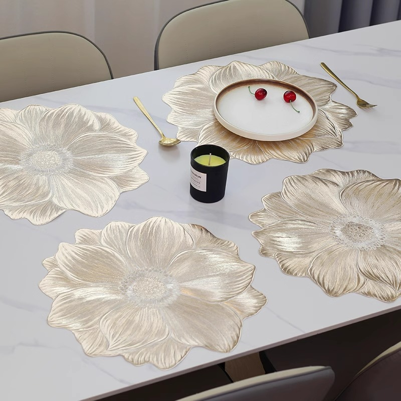 Creative lotus anti-slip placemats, PVC heat insulation pads, hotel home Western-style plate pads, Ins-style table pads, bowl pads, decorative pads pic 9