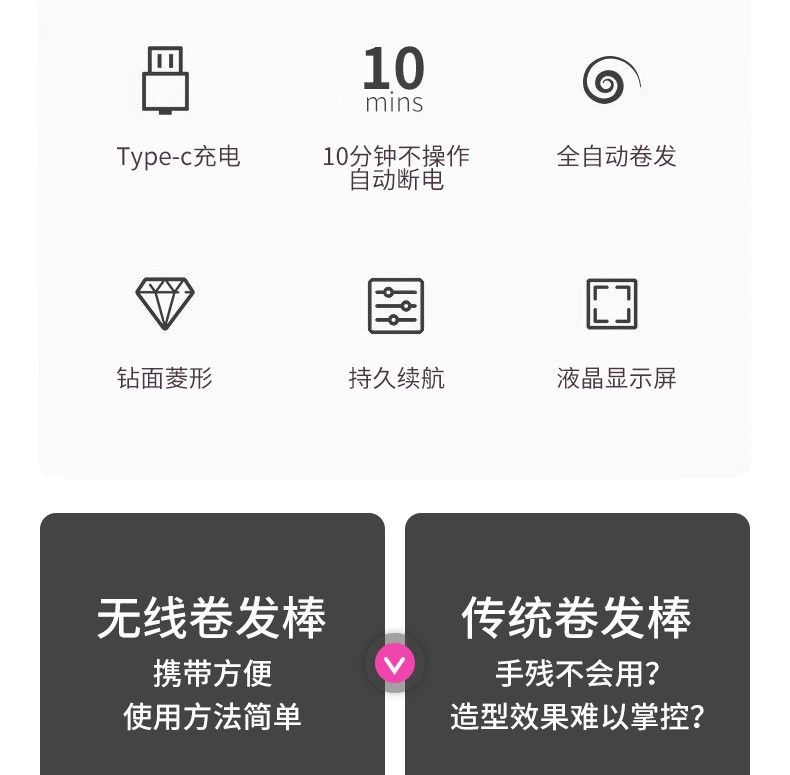 现货电动卷发器无线充电卷发棒全自动造型便携美发器跨境卷发器详情3