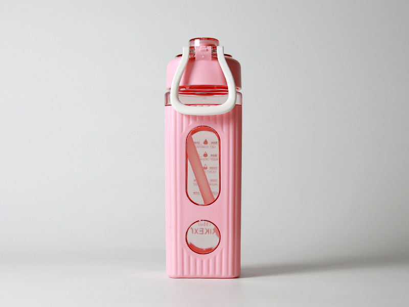 亚马逊创意水杯弹盖手提方形水杯 男户外运动直饮水壶 学生太空杯详情11