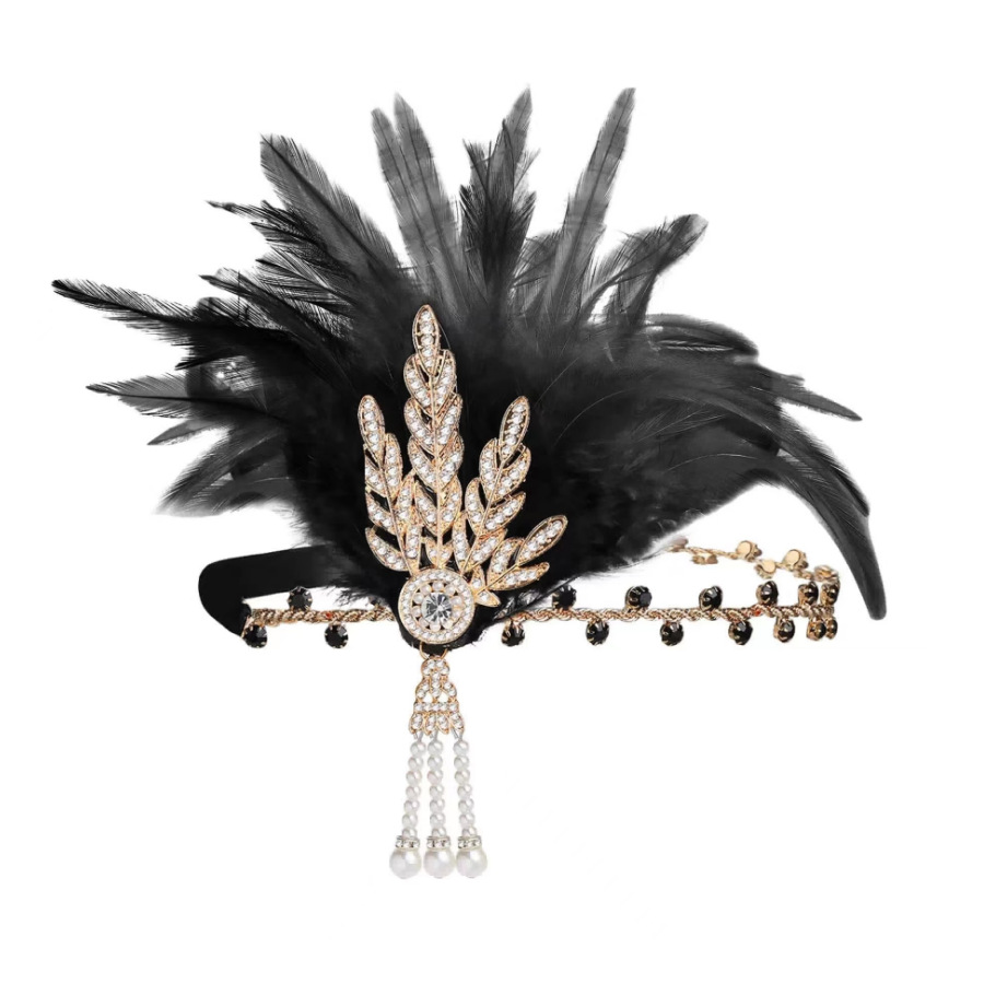 The black feather headband for the female Halloween party at the 1920s Masquerade is now in hot stock on Amazon pic 3