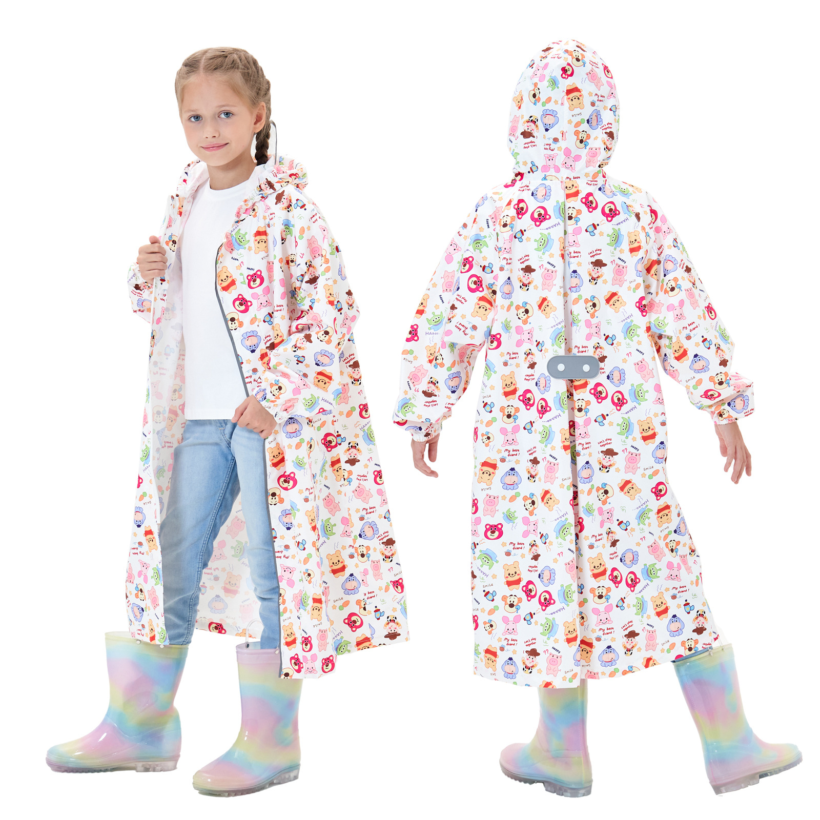 高品质库洛萌奥特儿童雨衣长款书包位大帽檐雨衣中小童雨披强防水详情15