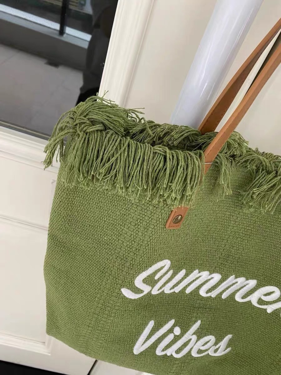 大容量包包帆布包刺绣字母托特包手提包女包编织沙滩包单肩包 Bag详情21