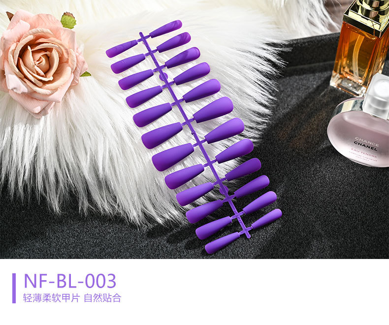 European and American mid-length solid color matte extra-long ballet nail trapezoidal matte wearable nail sheet false nails pic 3