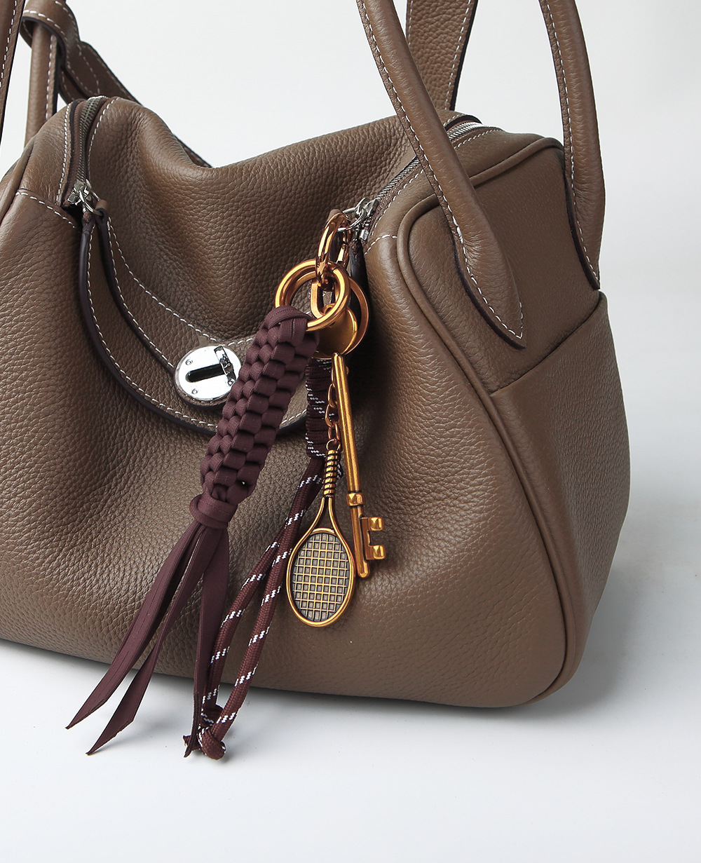 Cross-border bag pendants, accessories, cross-border keychains, retro gold tennis rackets, MIU-style woven ropes, DIY pic 13
