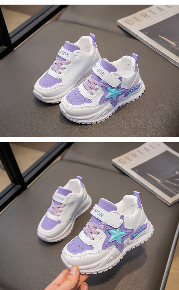 童鞋运动鞋皮面鞋子2024春秋新款儿童软底跑步鞋中大童女孩老爹鞋详情11