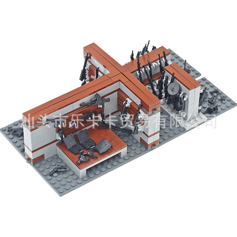 跨境兼容军事积木变形武器库装备展示架军火库枪械配件拼装玩具详情4