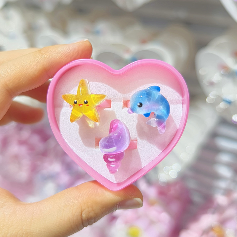 【可以】新品卡通戒指3支套装可爱公主宝石戒指玩具儿童戒指批发详情12