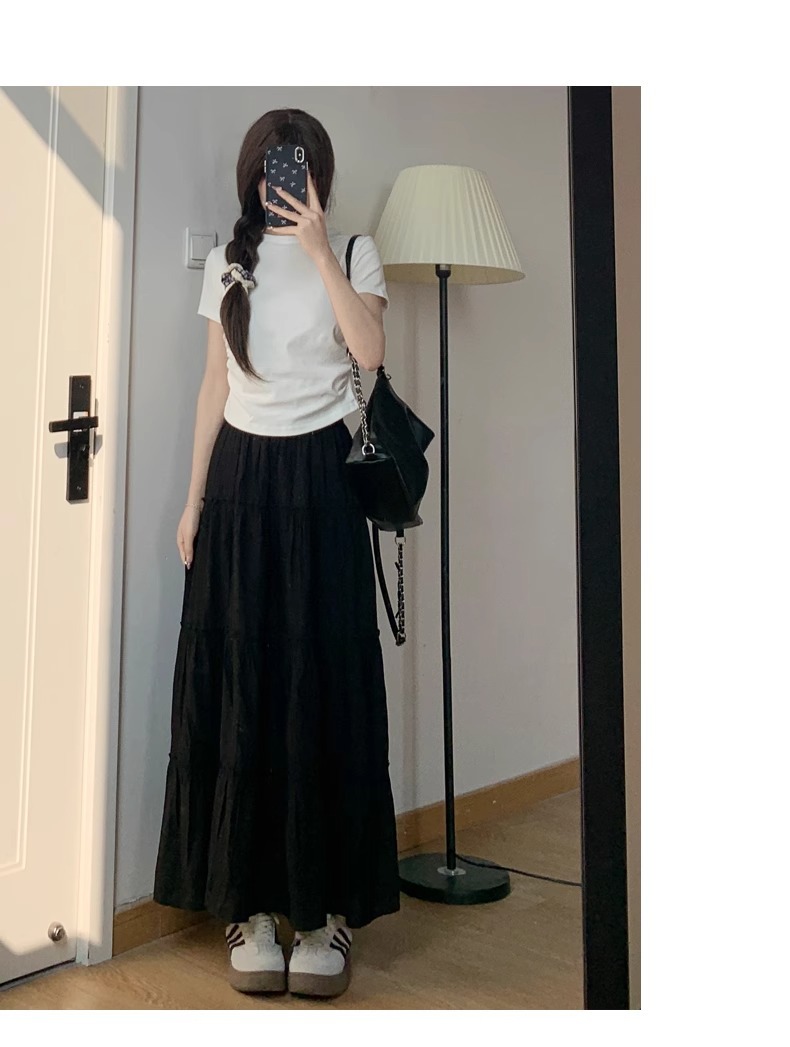 The new Korean-style gentle dress of Spring and Autumn features a high-waisted, slimming and versatile skirt with a stretched-waist midlength pic 13