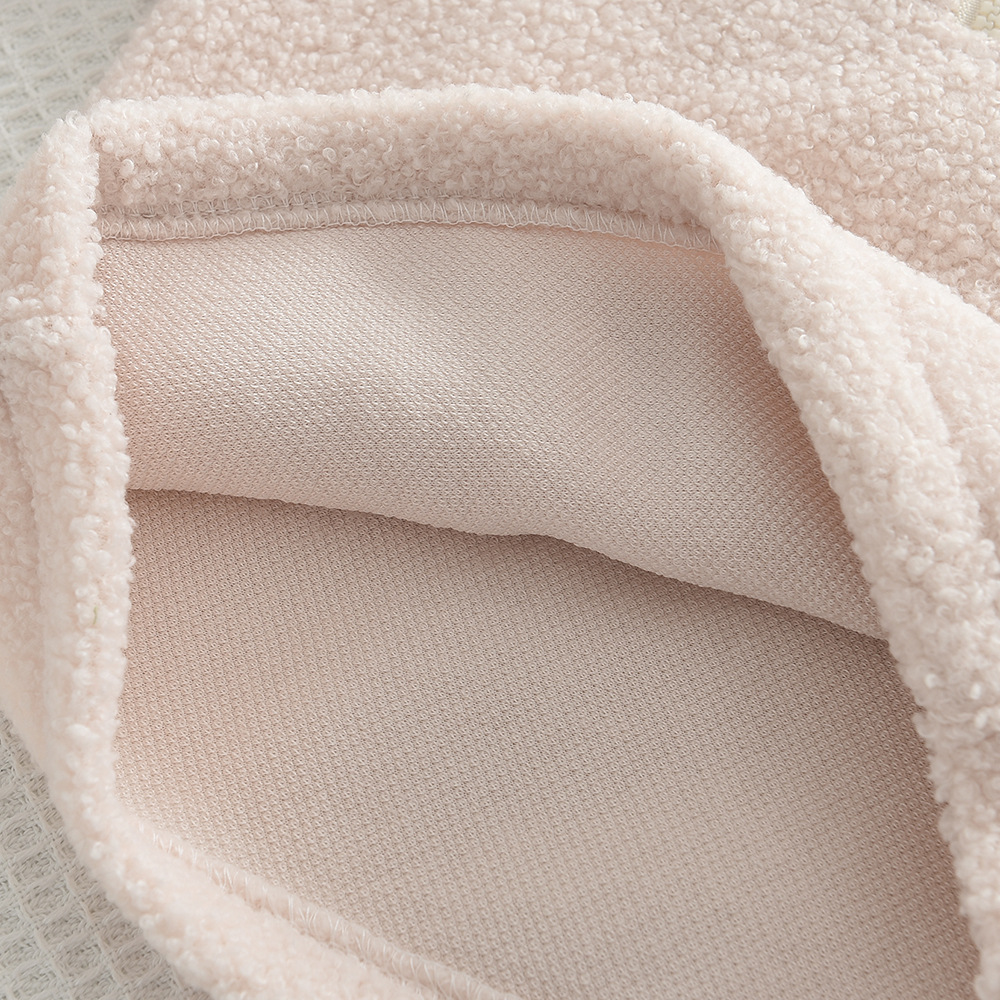 秋冬季temu新款韩版女童简约套装字母羊羔绒高领外套长裤两件套详情8