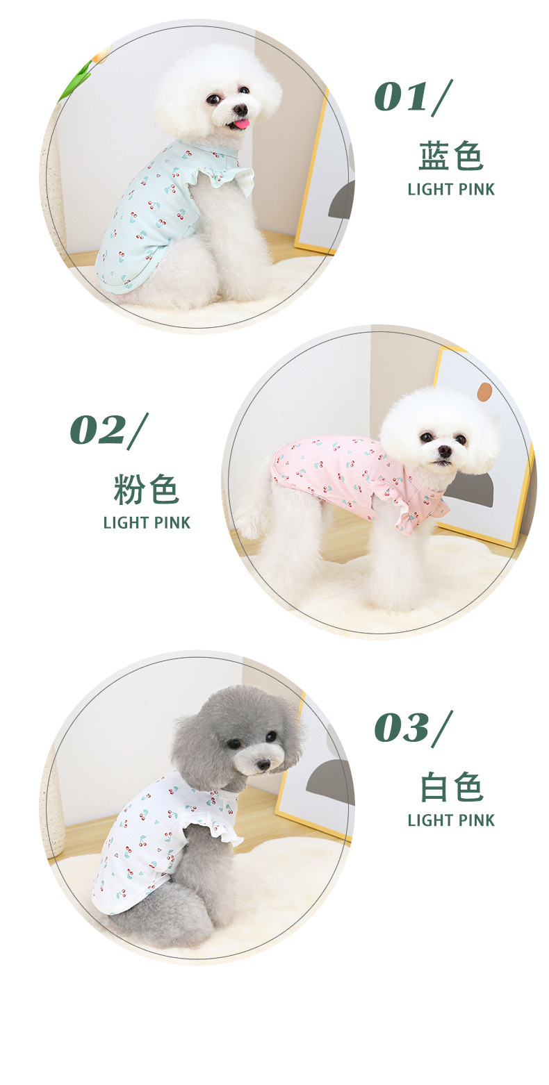 Puppy clothing, lace sleeve T-shirts, small and medium-sized dogs, Teddy pets, puppy clothes, Pomeranian spring and summer clothing, short sleeves pic 5