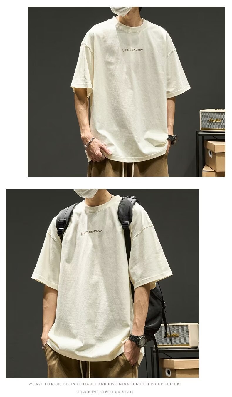 夏季男士t恤潮牌潮流简约半袖上衣男装短袖纯棉衣服男生体恤印花详情32