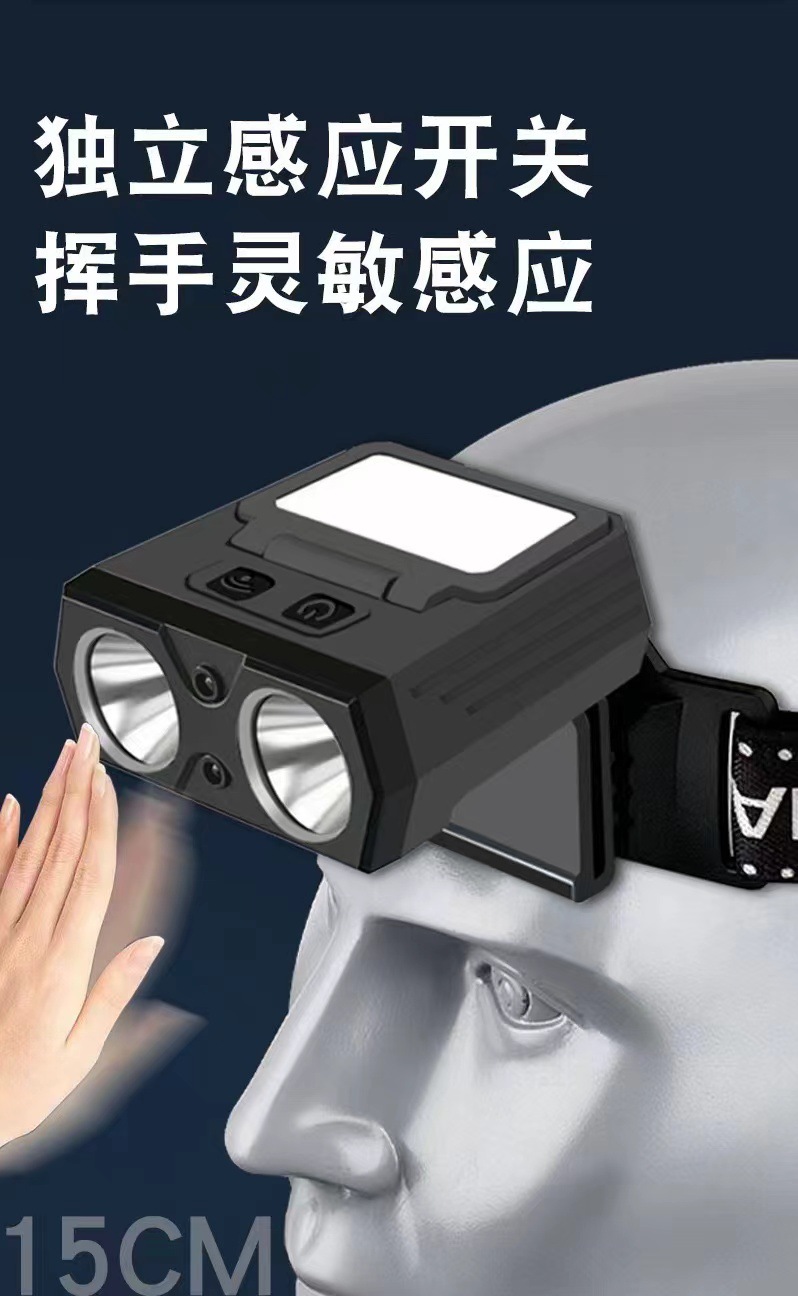 跨境新款感应LED强光多功能户外防水夹帽头带户外照明夜钓帽夹灯详情7