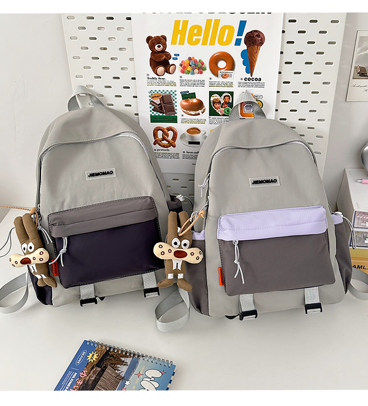 跨境新款学院风百搭双肩包初高中学生上课书包撞色洋气轻便双背包详情29