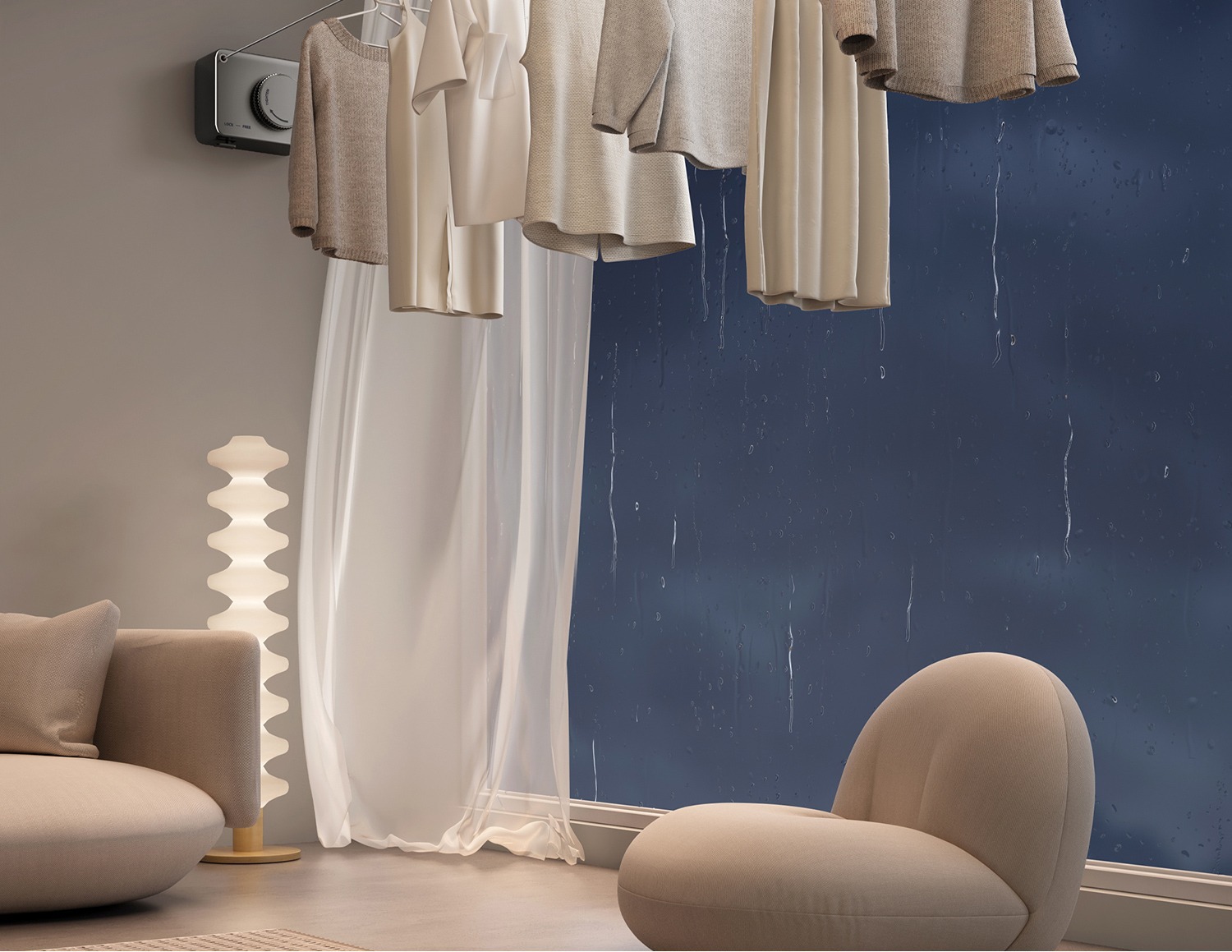 隐形晾衣绳室内免打孔阳台隐形收缩晾衣神器卫生间晾衣架钢丝绳子详情32