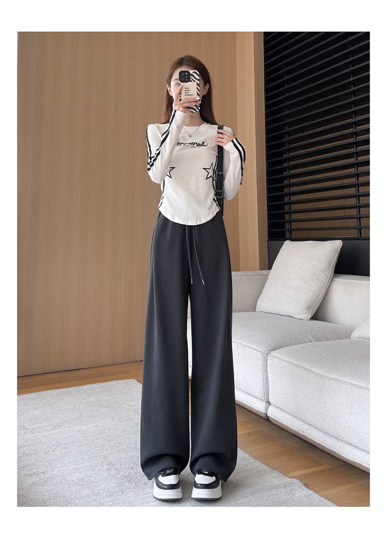 运动裤女2026新款春秋冬季加绒直筒灰色卫裤小个子休闲宽松阔腿裤详情23