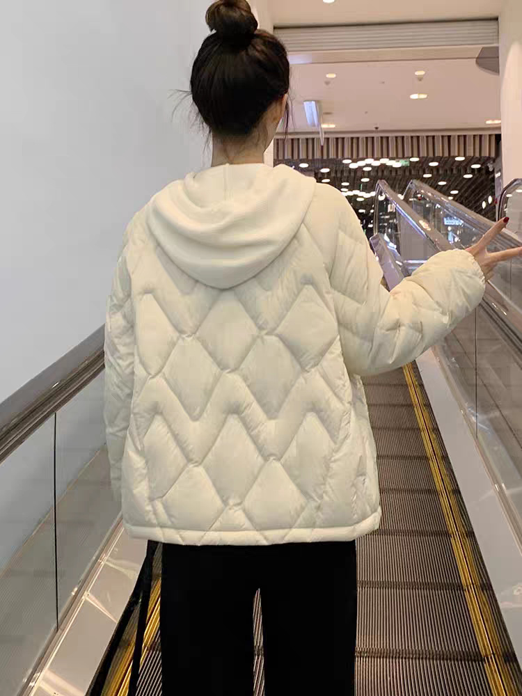 2025秋冬短款菱格圆无领轻薄羽绒服女士内胆白色鸭绒时尚休闲外套详情21