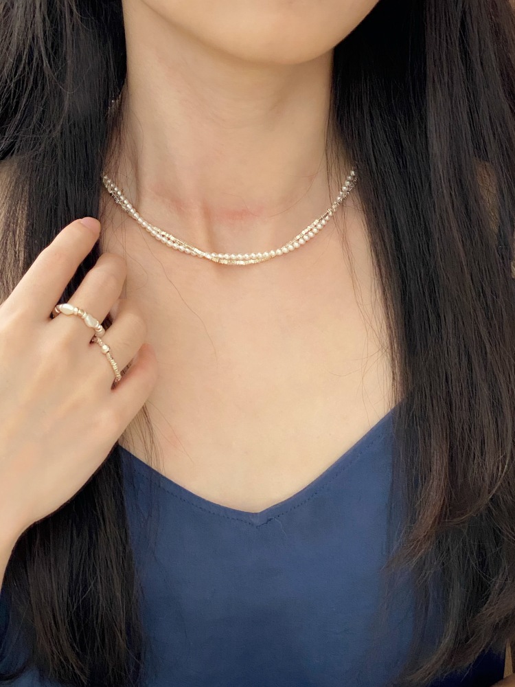 The entire S925 sterling silver Shijia pearl wound necklace features a niche design for women, a neckchain, a collarbone chain, and a light luxury chain pic 14