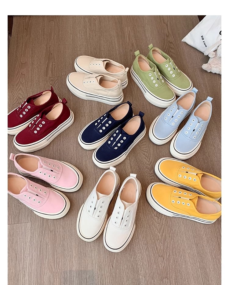 苏茵茵同款7cm厚底小白鞋帆布鞋女2025新款夏休闲鞋一脚蹬德训鞋详情4