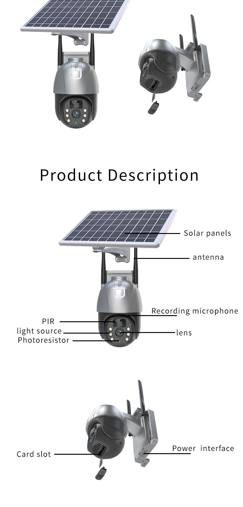 4G home solar camera, high-definition outdoor camera, network wifi wireless, low-power battery monitor pic 10