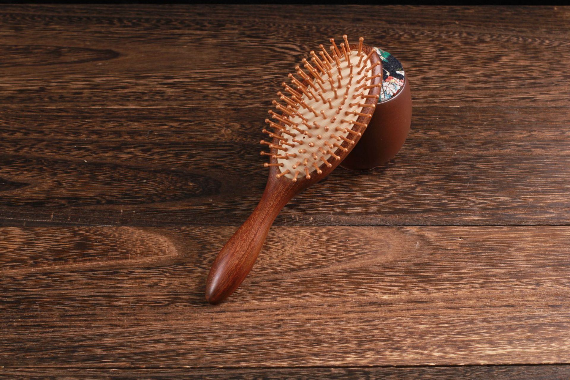 厂家金丝檀木气垫梳大号加厚圆柄头皮按摩顺发梳檀木气囊梳子批发详情11